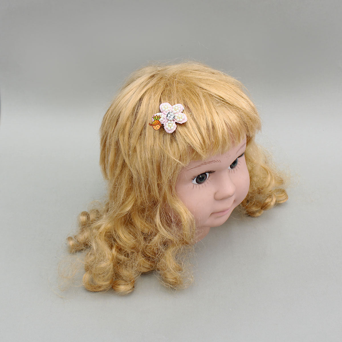 Cute Floral Embroidered Set of 4 Embellished Hair Clips