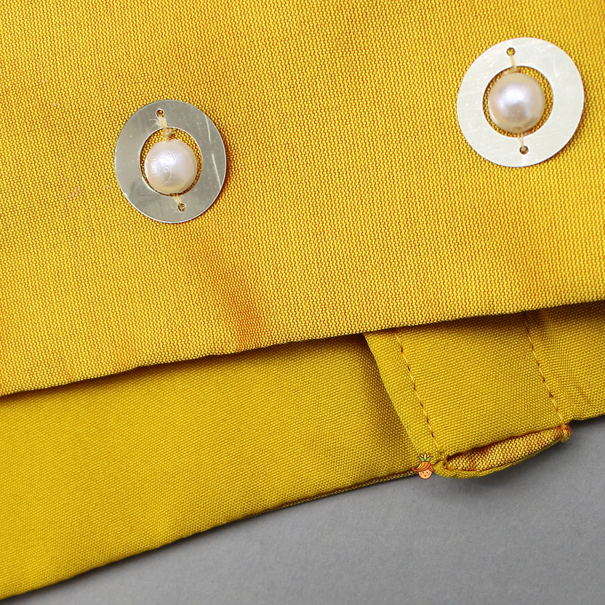 Open Back Halter Neck Mustard Yellow Top And Flared Lehenga With Gota Lace Detail Dupatta