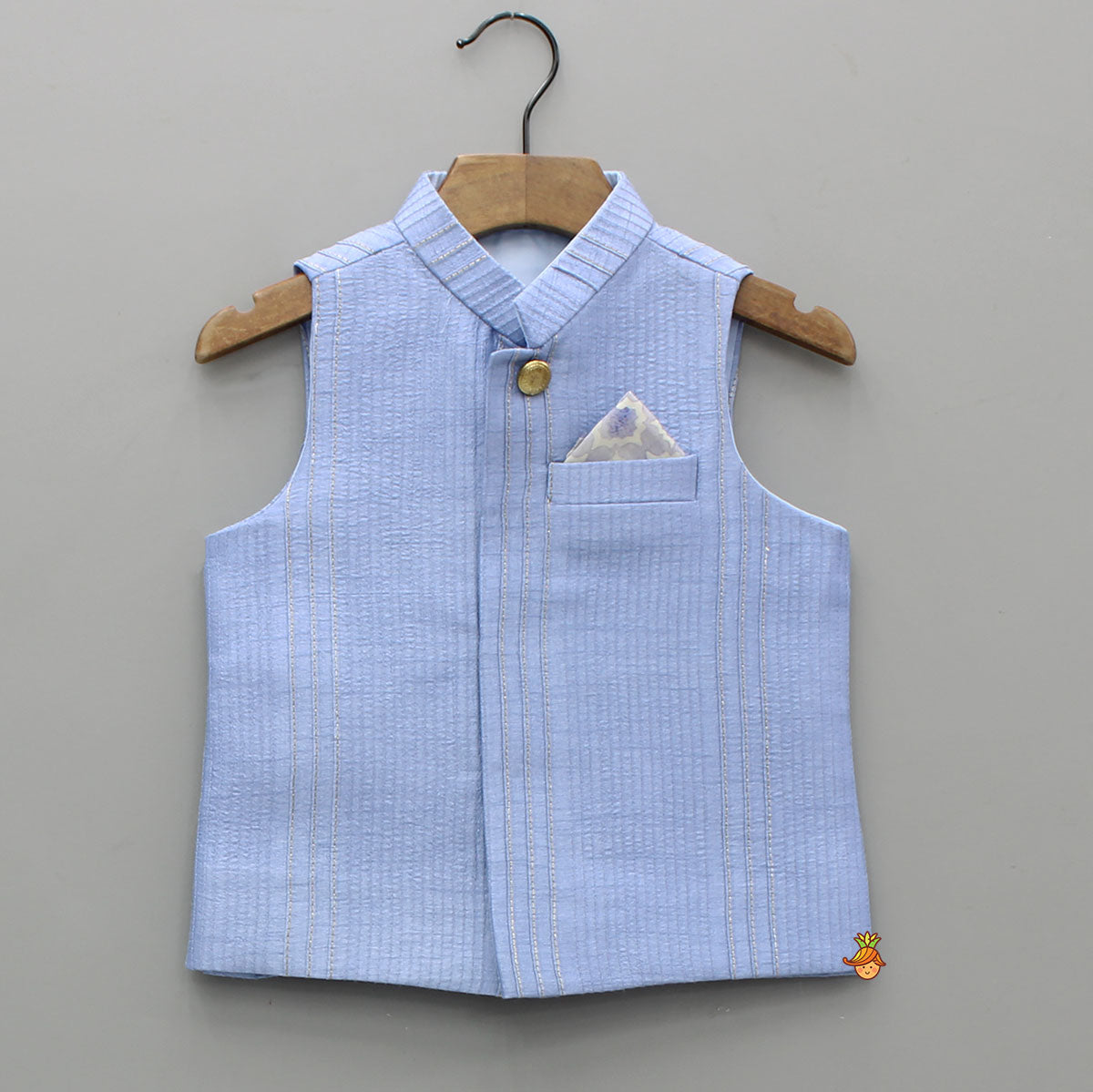 Ethnic Booti Detailed Kurta With Thread Work Jacket And Pyjama