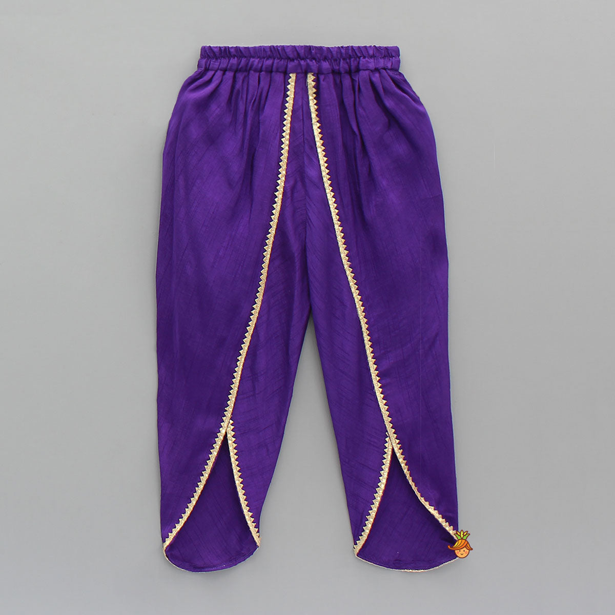 Purple Strappy Sequin Embellished Kurti With Dhoti
