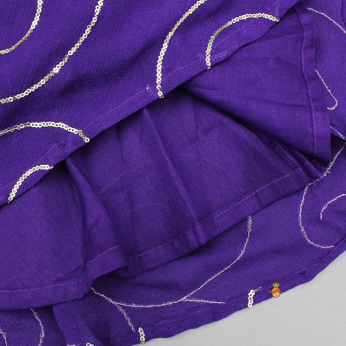 Purple Strappy Sequin Embellished Kurti With Dhoti