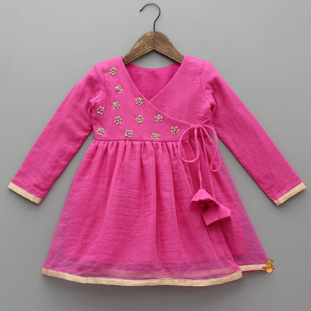 Pink Angarkha Style Kurti With Matching Pant