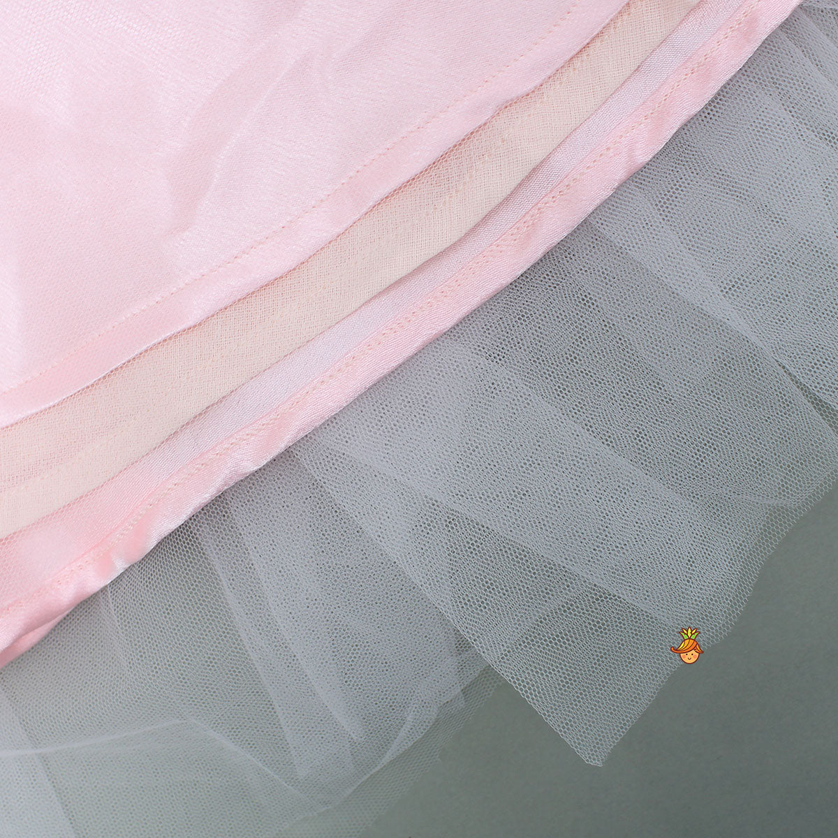 Adorable Floral Embroidered Top With Tulle Lehenga And Net Wrist Cuffs