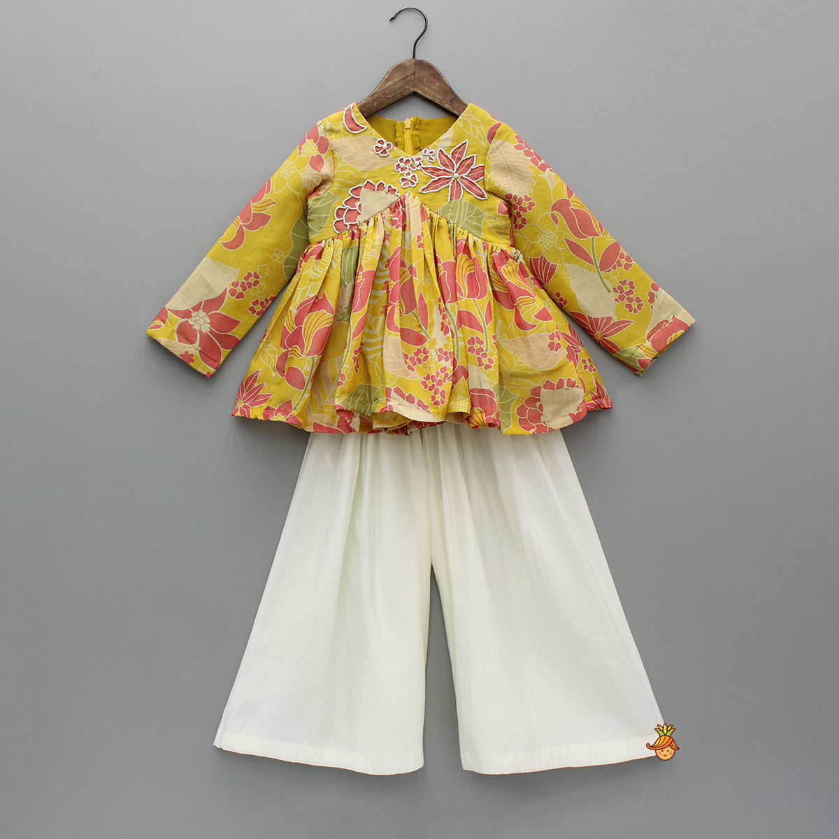 Floral Peplum Top With off White Palazzo