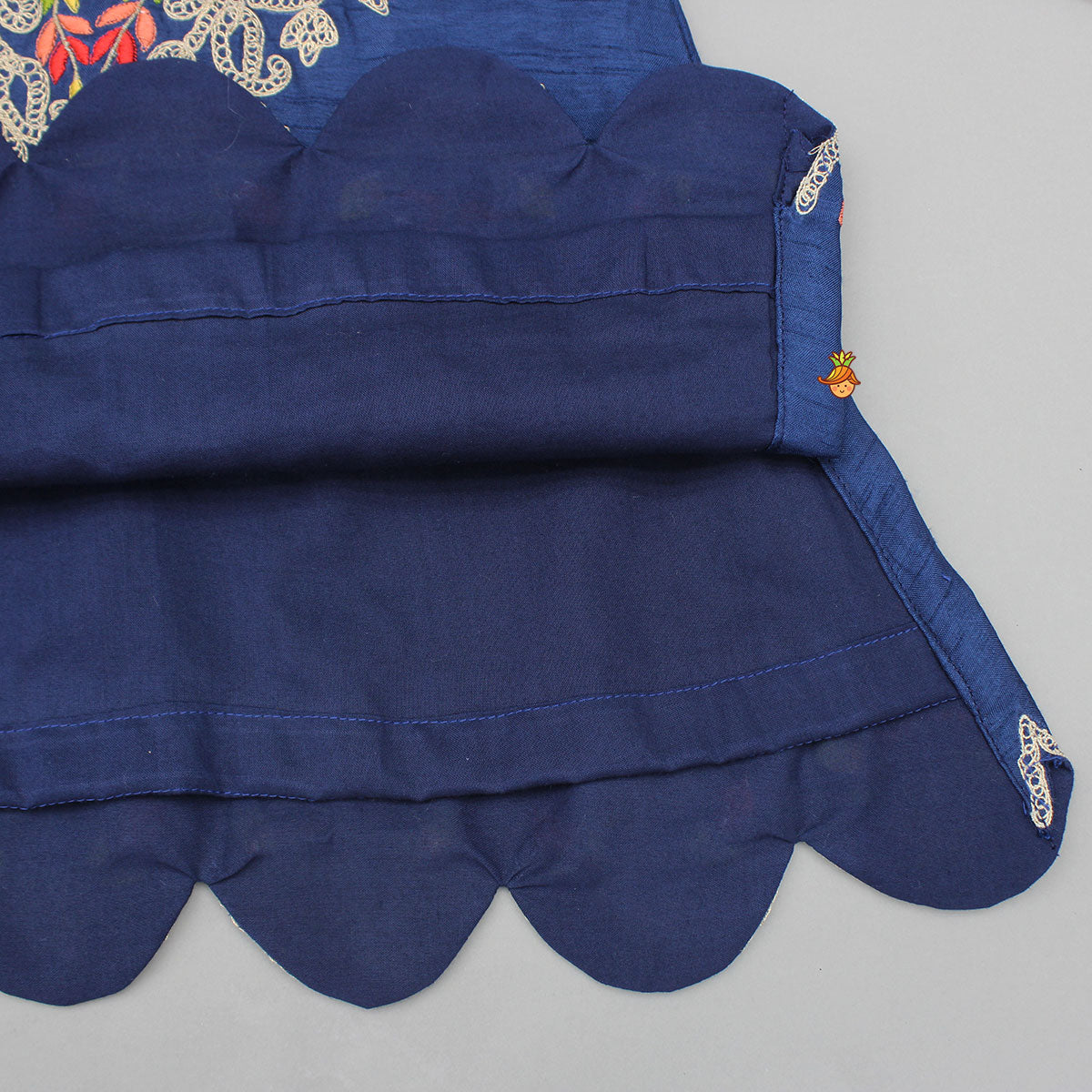 Blue Embroidered Kurti With Matching Dhoti