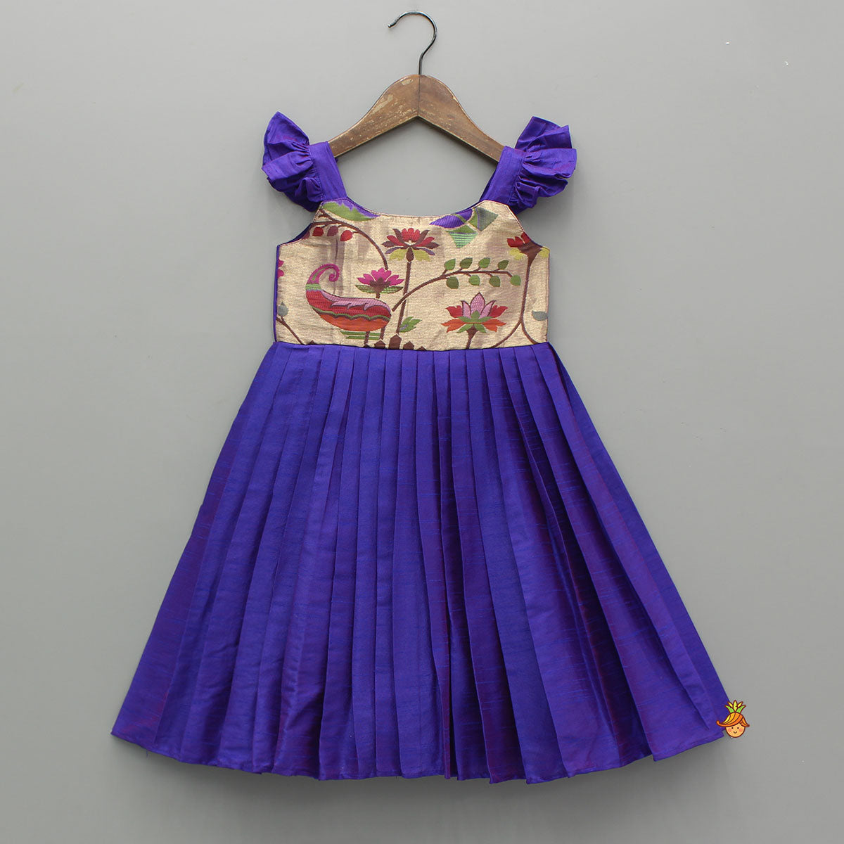 Purple Strappy Dress With Pleated Detailing