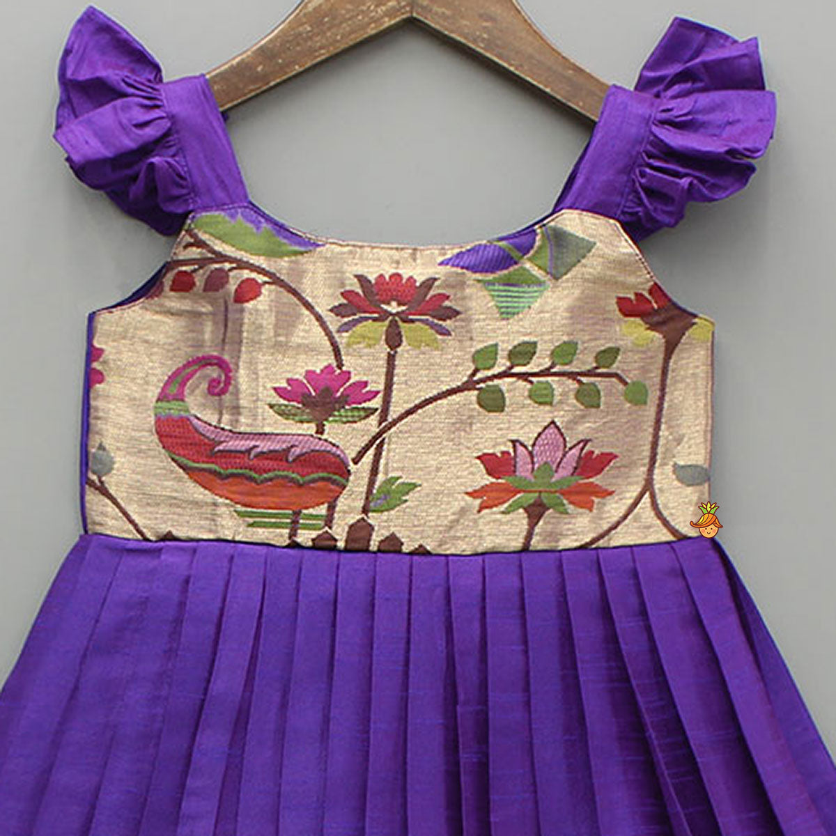 Purple Strappy Dress With Pleated Detailing