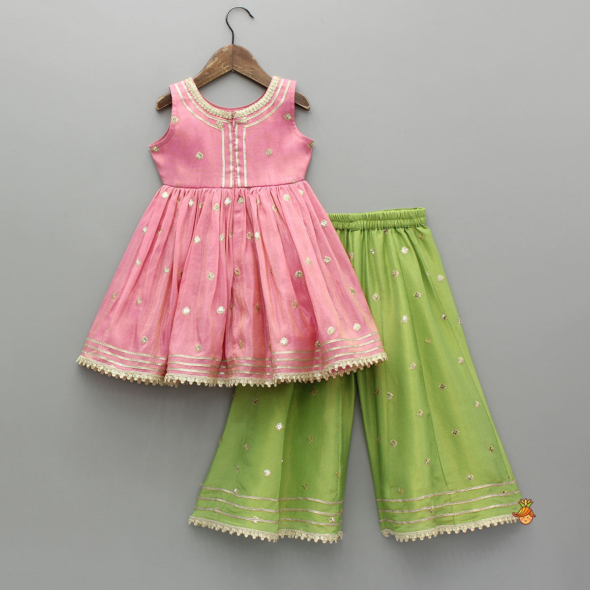 Beautiful Shimmery Kurti With Shimmery Palazzo And Dupatta With Sling Bag