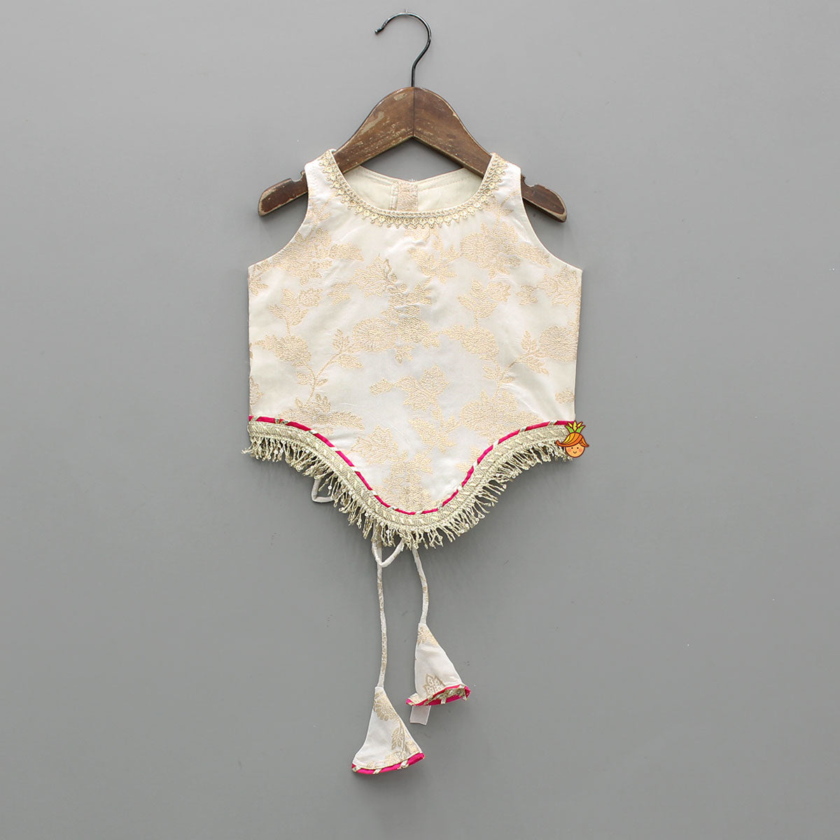 Lace Adorned Floral Sleeveless Top With Sequin Detailed Lehenga