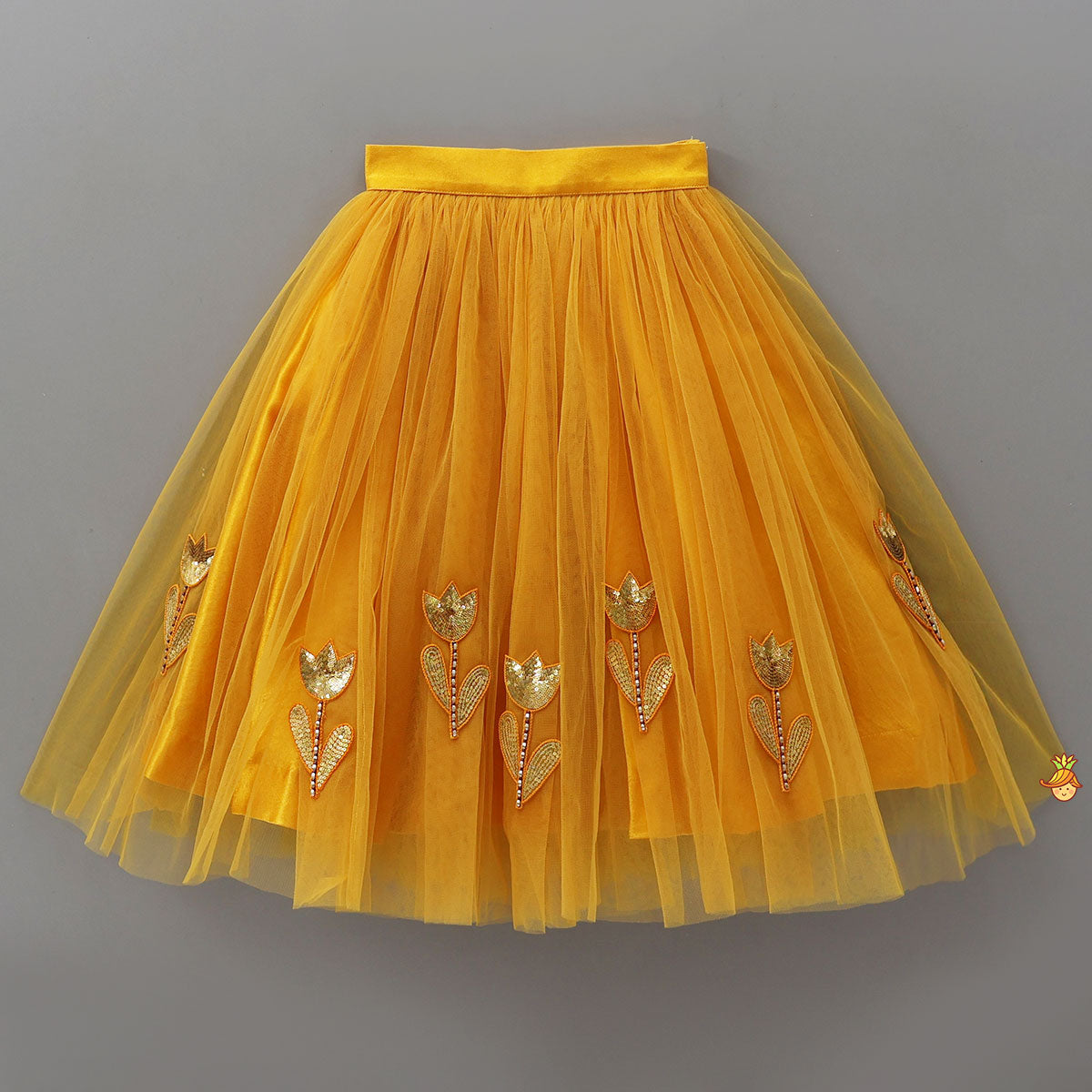 Sequins Embroidered Pleat Detailed Top With Tulle Lehenga And Dupatta