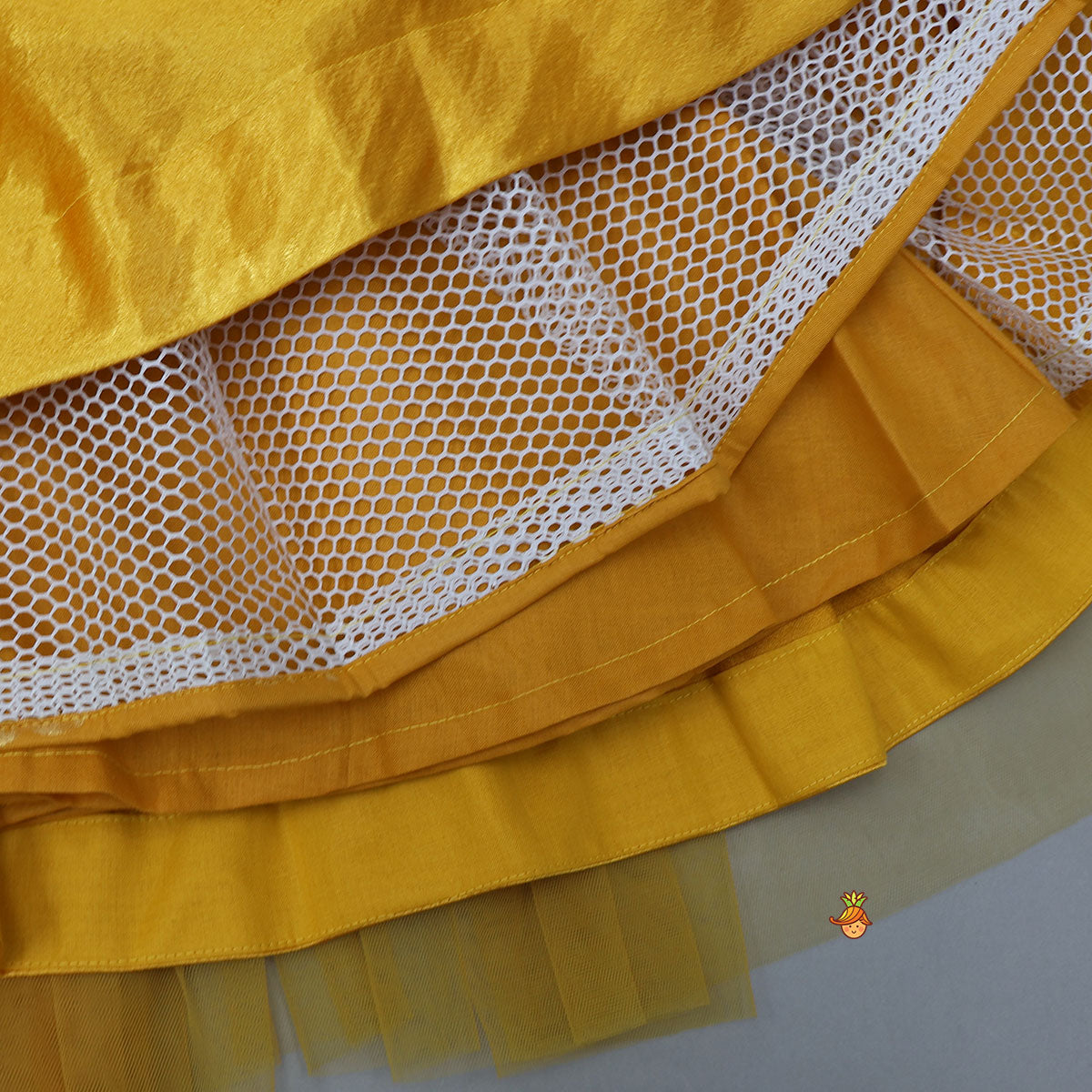 Sequins Embroidered Pleat Detailed Top With Tulle Lehenga And Dupatta