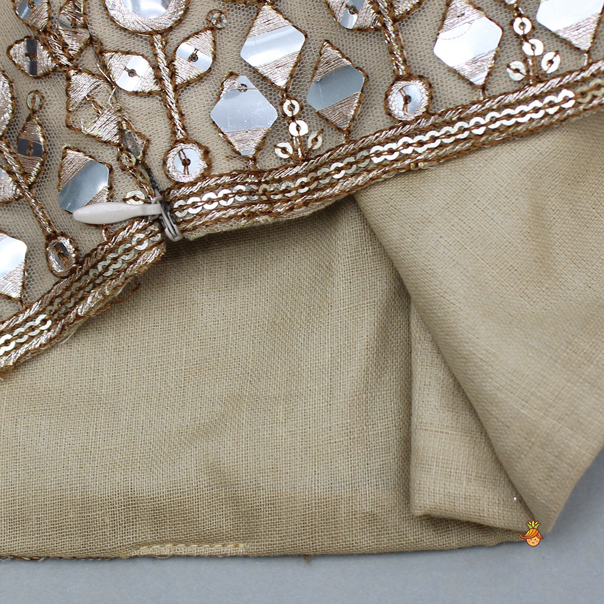 Stunning Faux Mirror Embroidered One Shoulder Top With Sharara And Dupatta With Bow Hair Clip