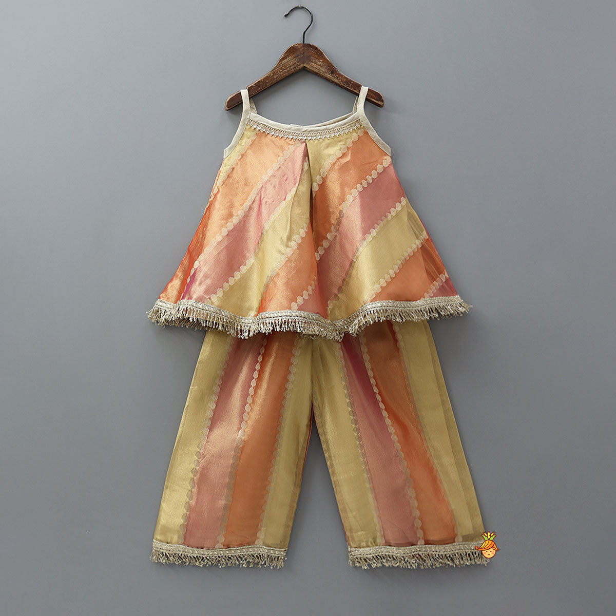 Shimmery Strappy Flowy Top With Matching Shimmery Palazzo