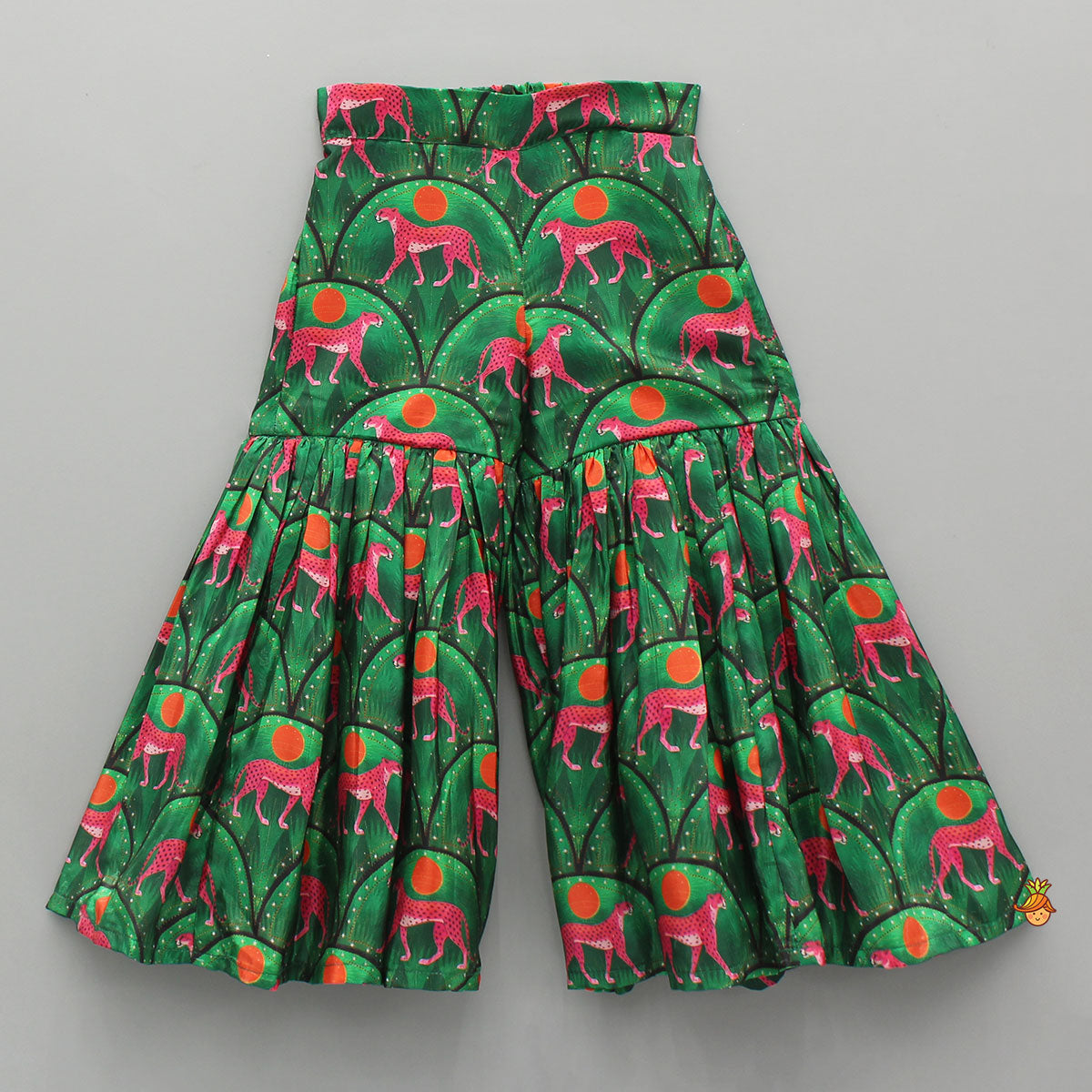 Green Printed Stylish Crop Top With Sharara