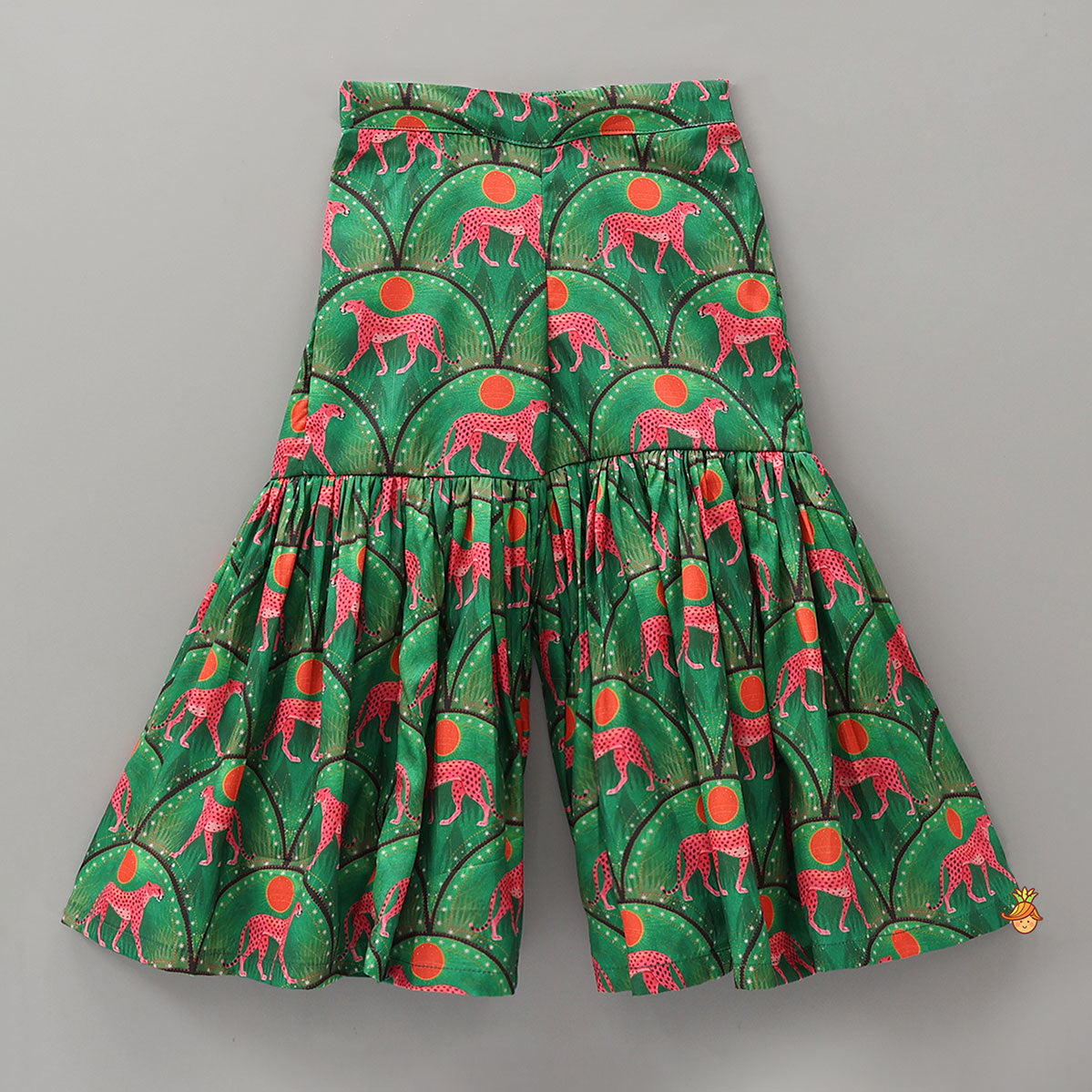 Green Printed Stylish Crop Top With Sharara