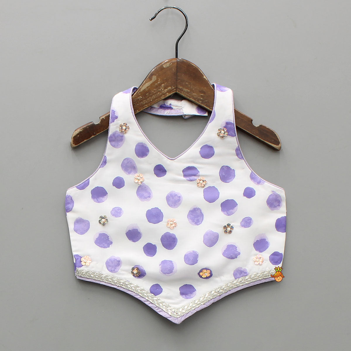 Watery Polka Dots Top With Matching Lehenga And Dupatta