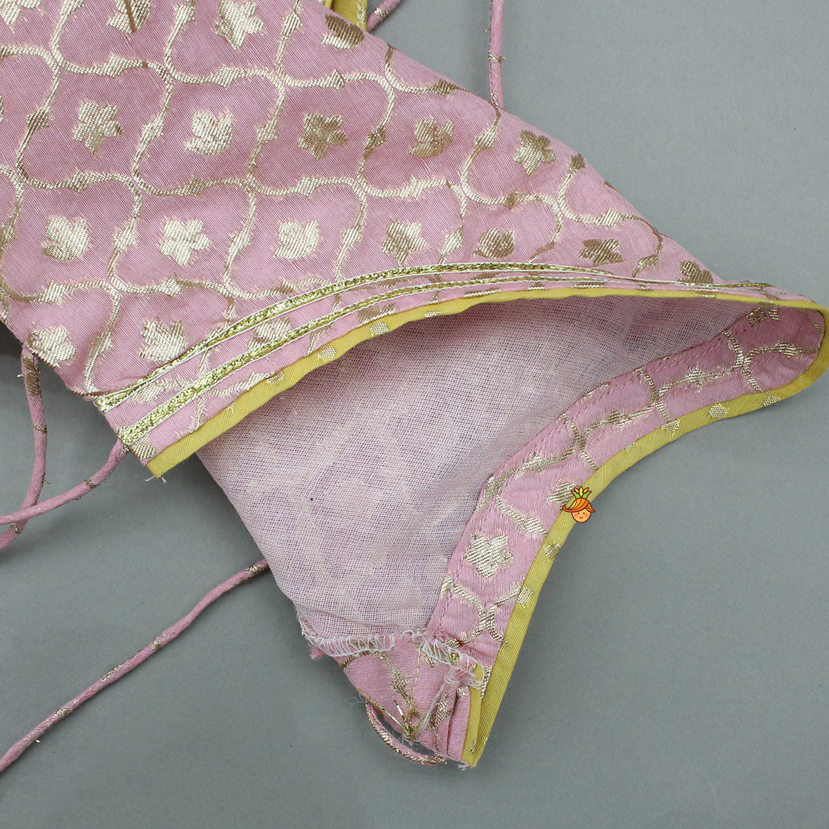 Pink Brocade Top With Yellow Chanderi Lehenga And Dupatta