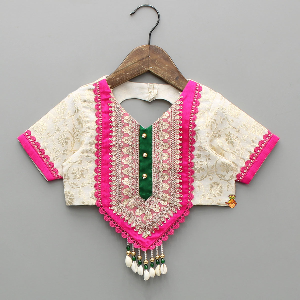 Off White Brocade Top With Lehenga And Dupatta