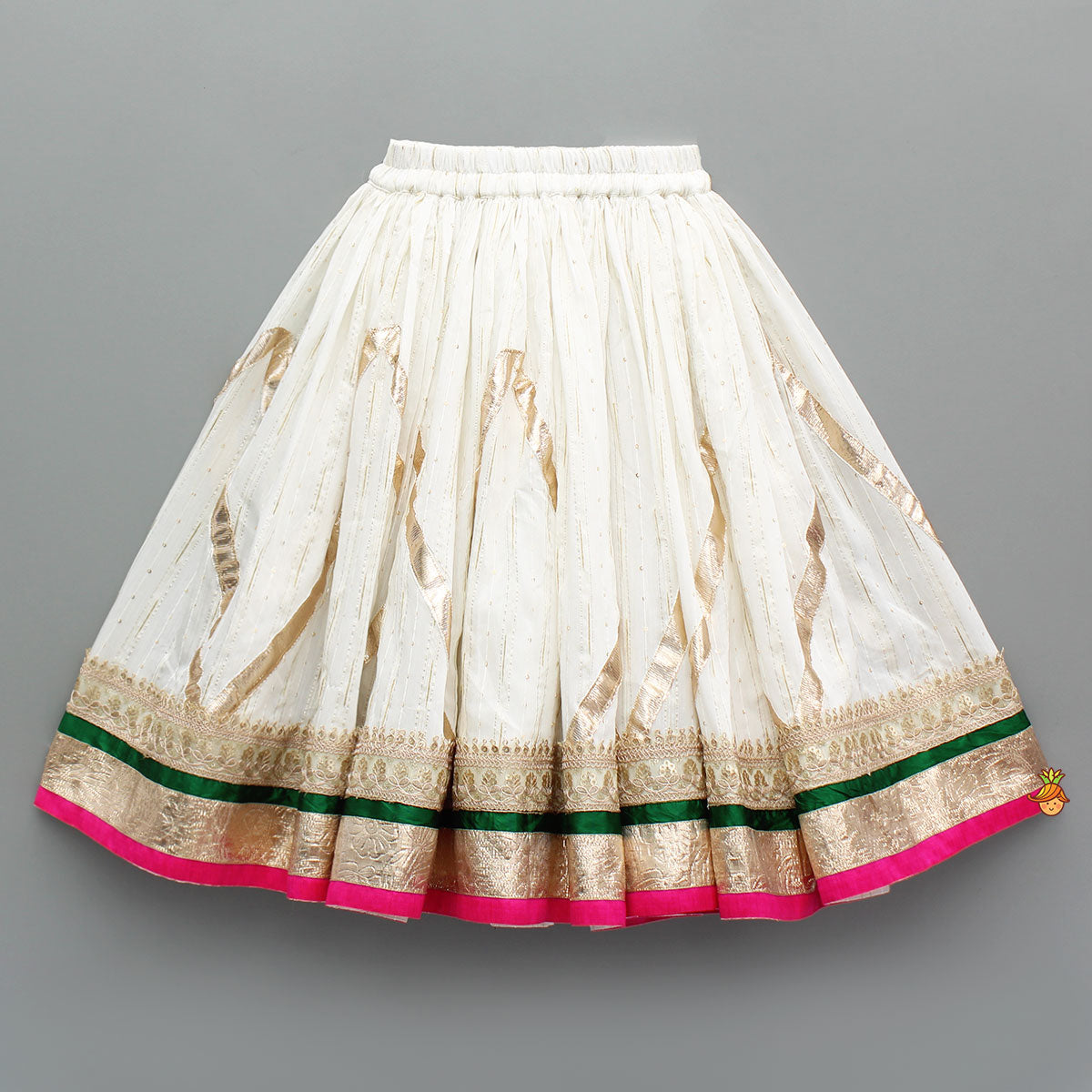 Off White Brocade Top With Lehenga And Dupatta
