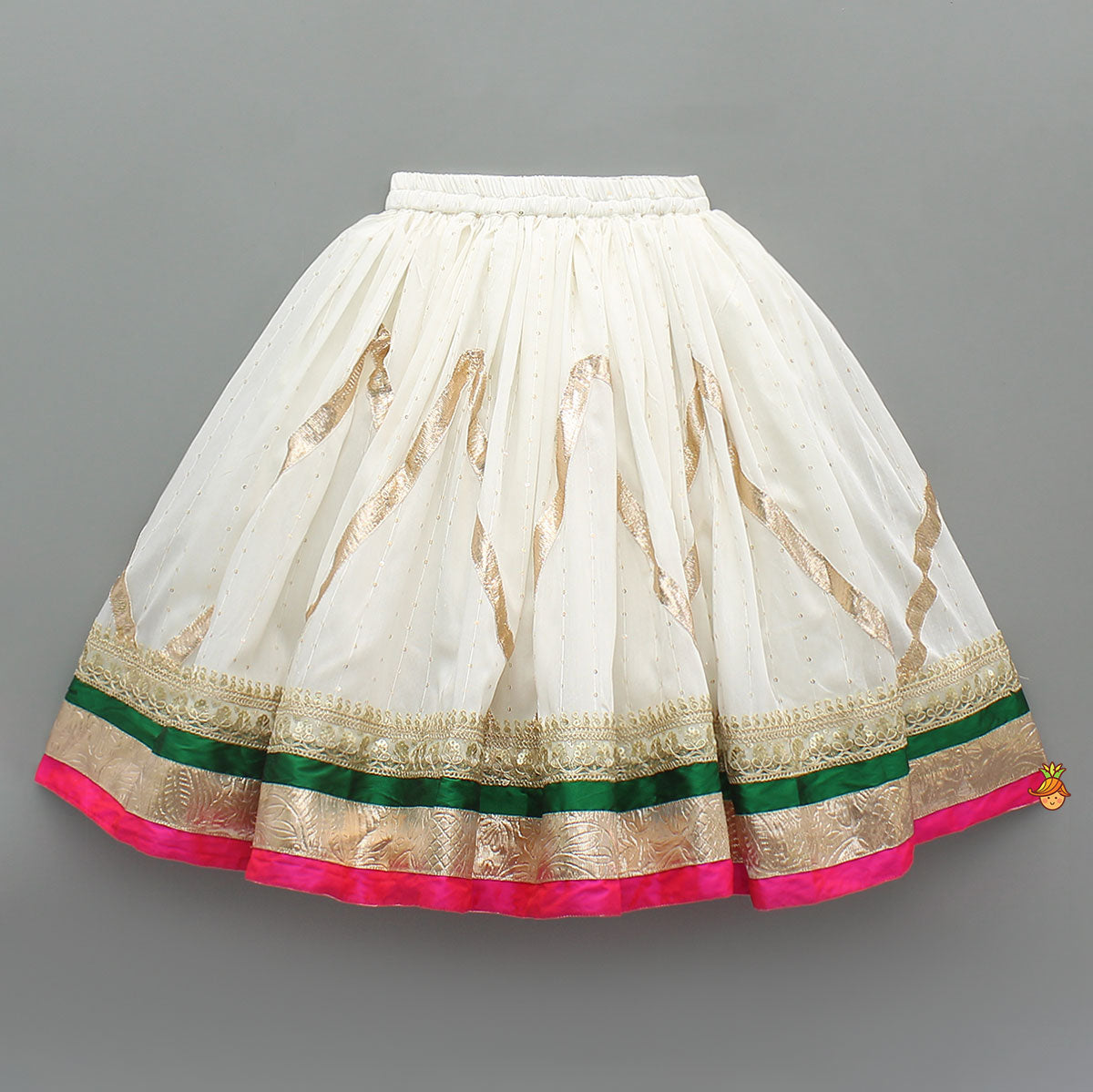 Off White Brocade Top With Lehenga And Dupatta