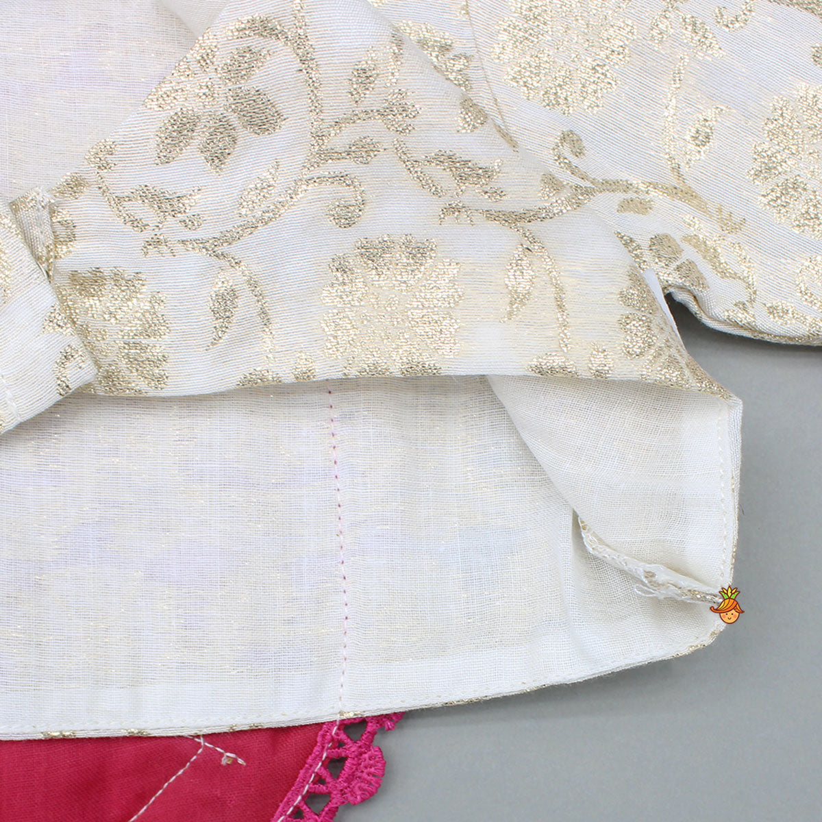 Off White Brocade Top With Lehenga And Dupatta