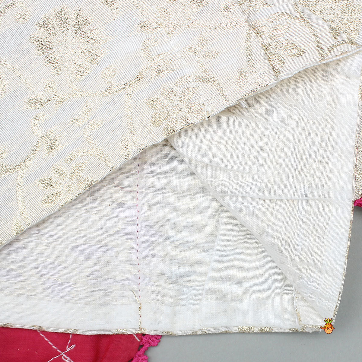 Off White Brocade Top With Lehenga And Dupatta