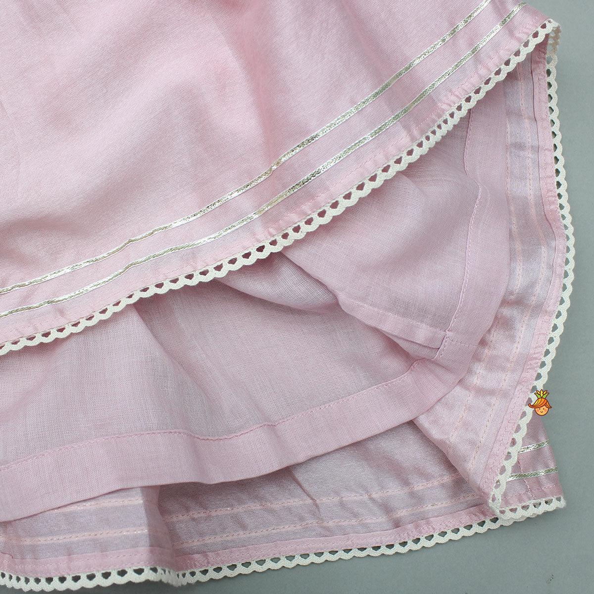 Thread Embroidered Pink Silk Kurti And Pant