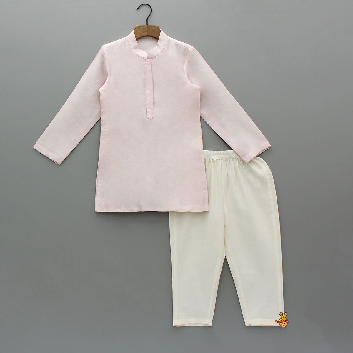 Pink Kurta With Hand Embroidered Jacket And Pyjama