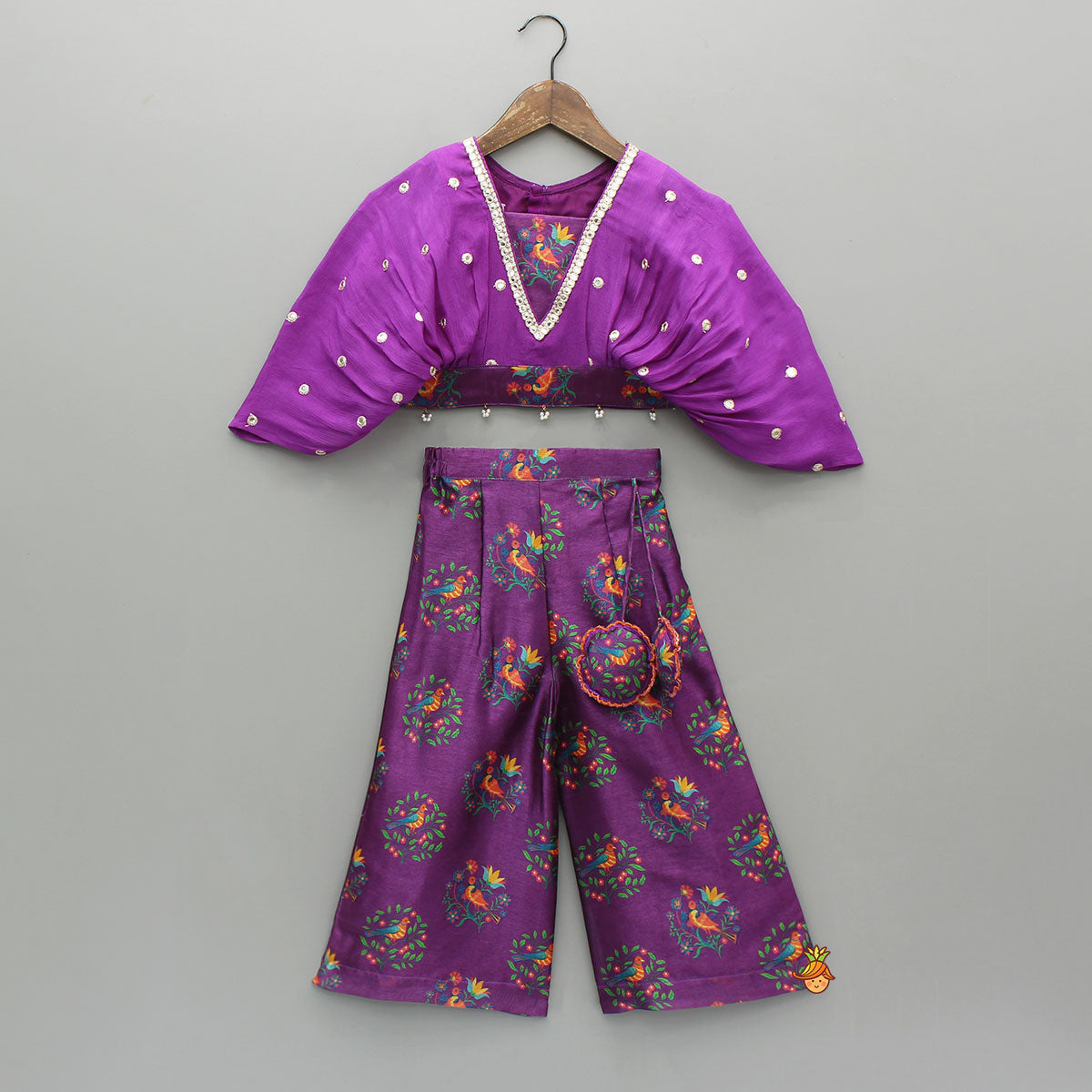 Stylish Purple Top With Printed Palazzo