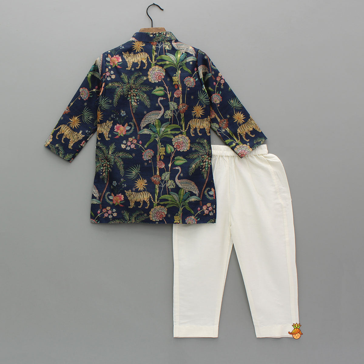 Jungle Printed Jacket Style Kurta With Pyjama