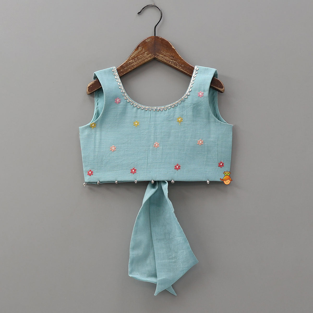 Bells-Enhanced Blue Top And Lehenga