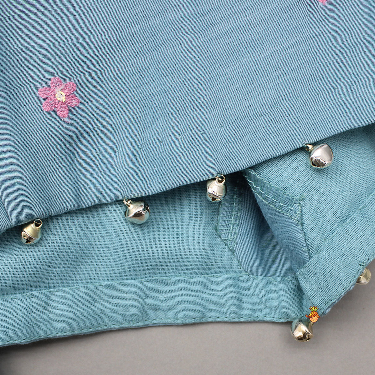 Bells-Enhanced Blue Top And Lehenga