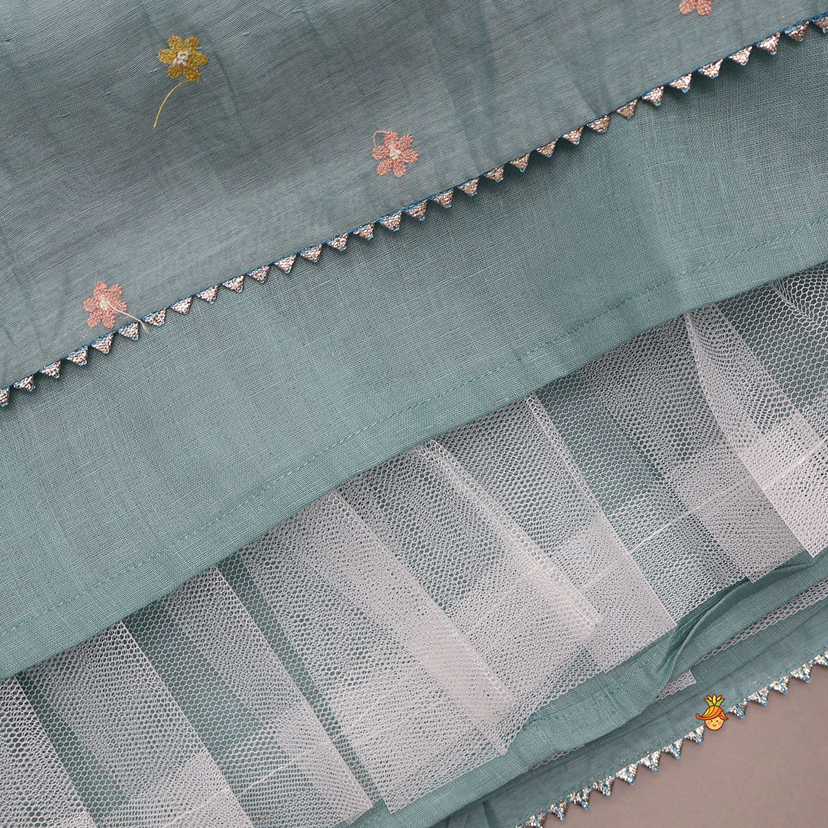 Bells-Enhanced Blue Top And Lehenga