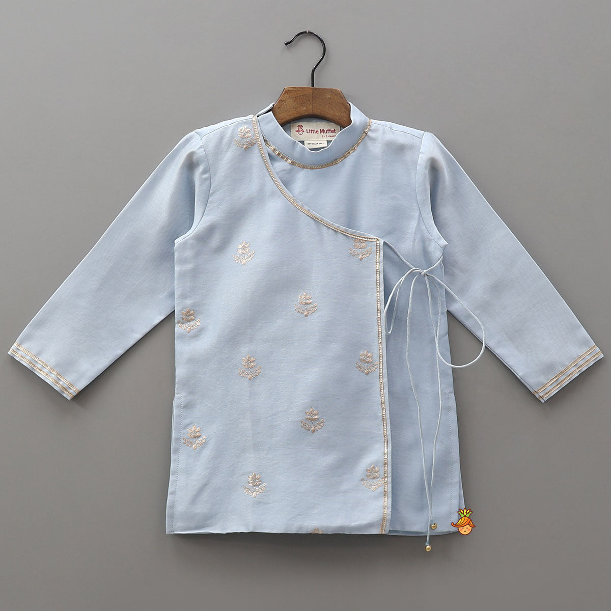 Front Knot-Detail Blue Kurta And Dhoti