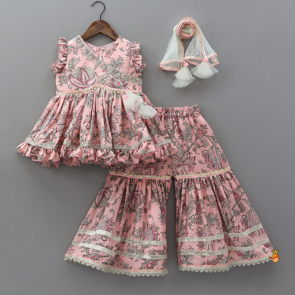 Printed Kurti With Sharara And Dupatta