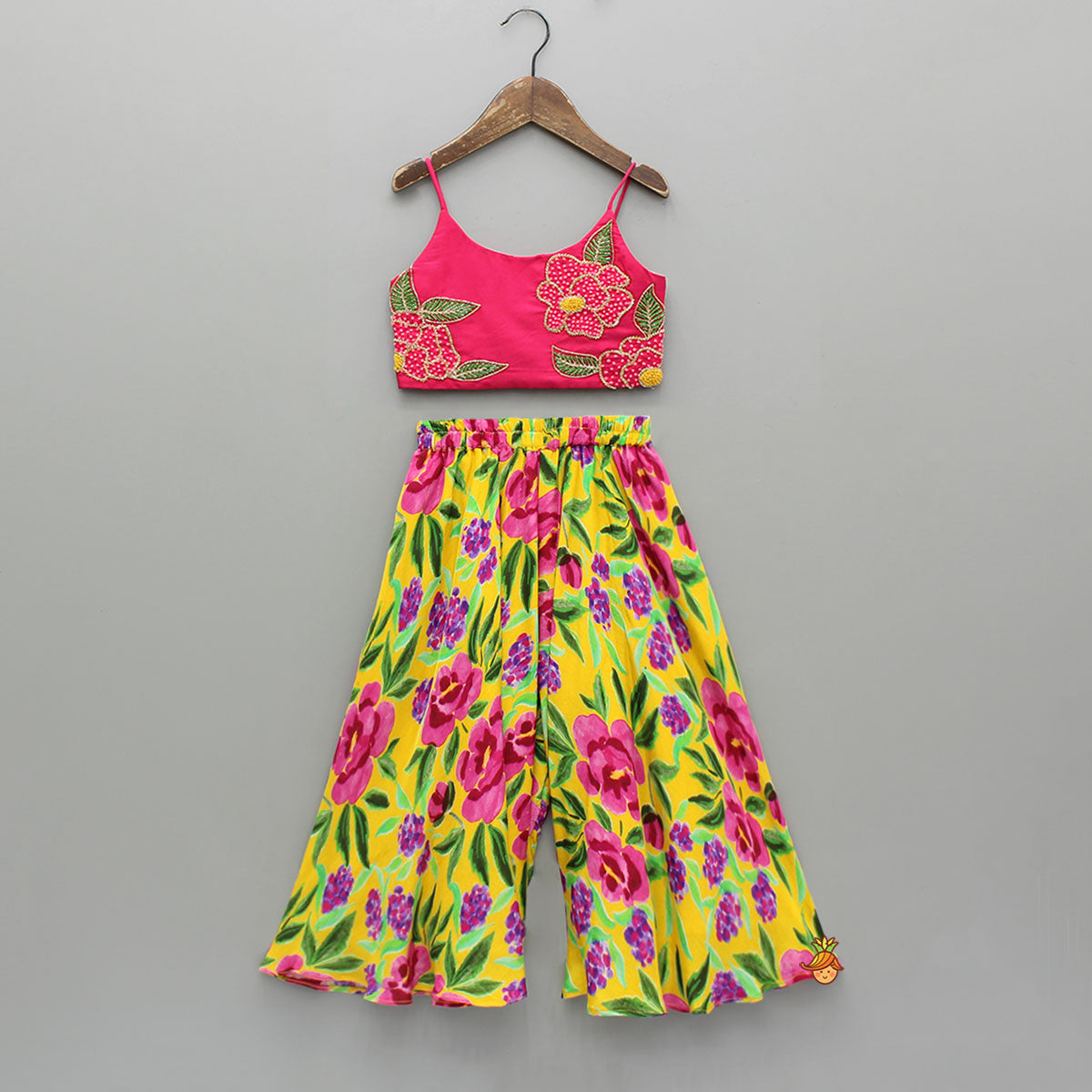 Beautiful Pink Embroidered Top With Printed Palazzo