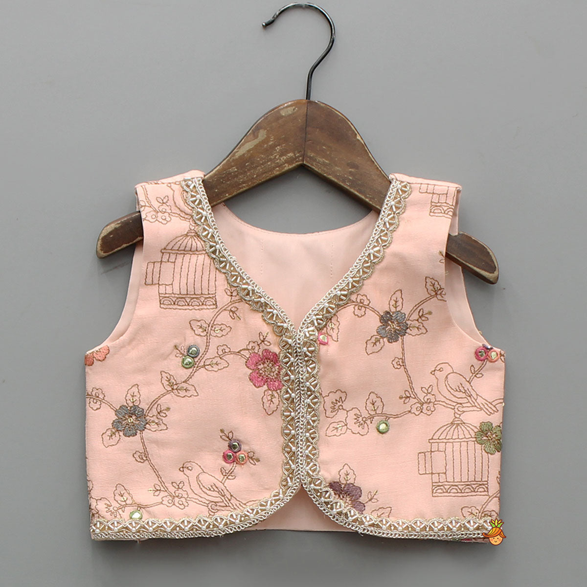 Elegant Faux Mirror Embroidered Top With Matching Lehenga