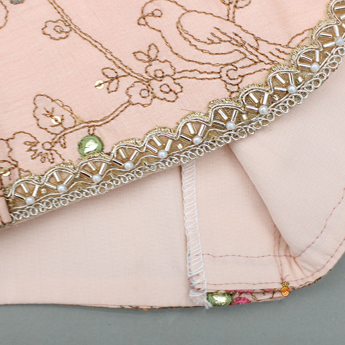 Elegant Faux Mirror Embroidered Top With Matching Lehenga