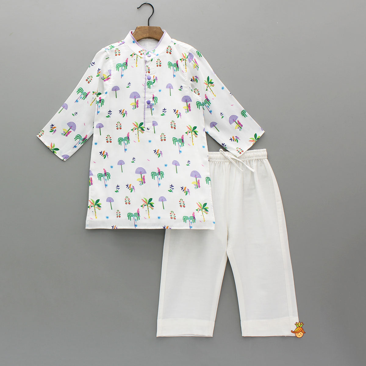 Multicolour Printed Kurta With Pyjama