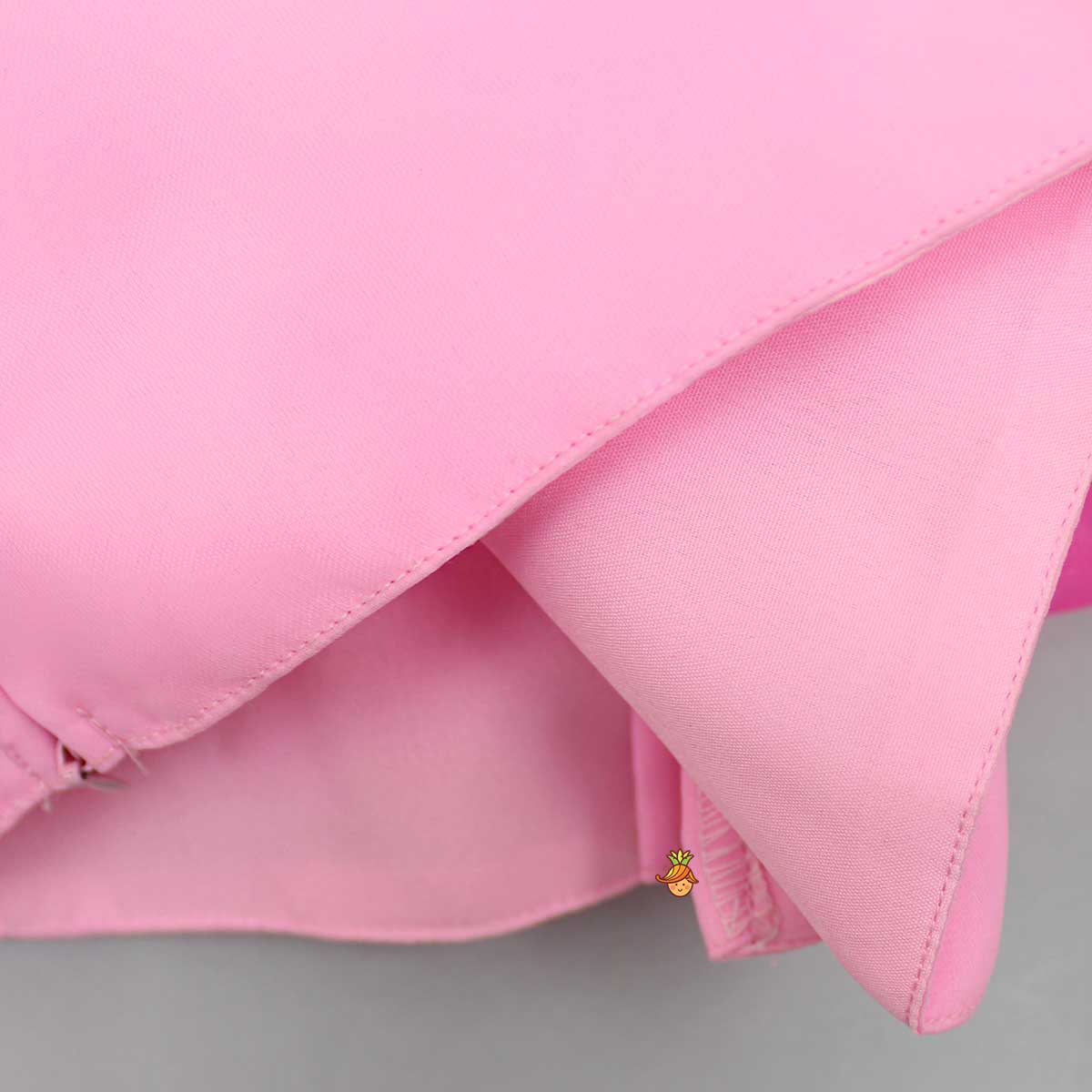 Organza One Shoulder Pink Top And Flower Adorned Flared Lehenga