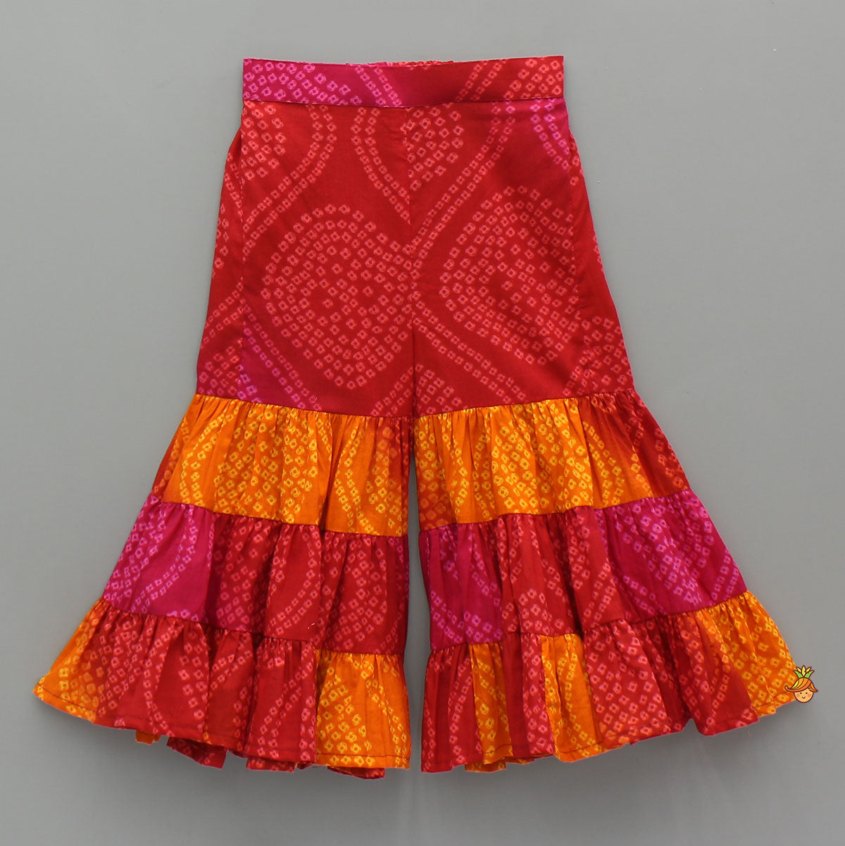 Stunning Bandhani Printed Embellished Top With Sharara And Dupatta