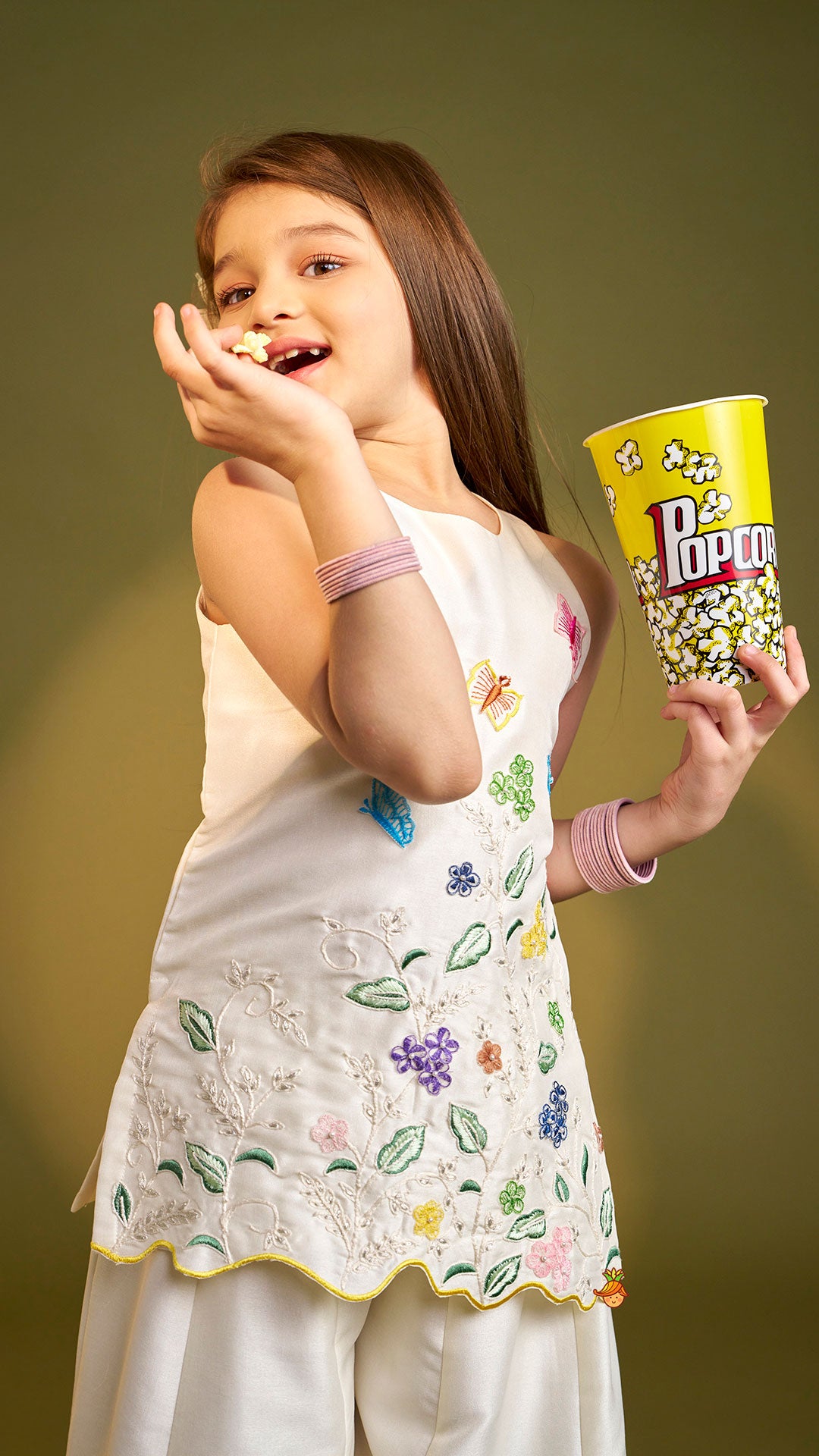 Beautiful Garden Themed Embroidered Kurti With Palazzo