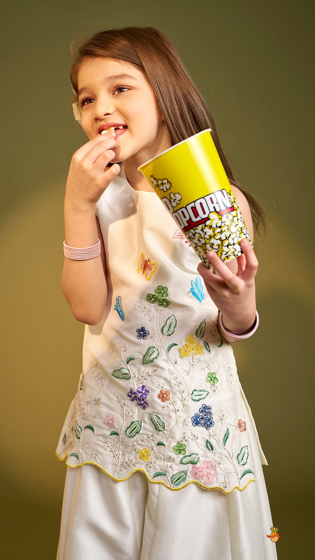 Beautiful Garden Themed Embroidered Kurti With Palazzo