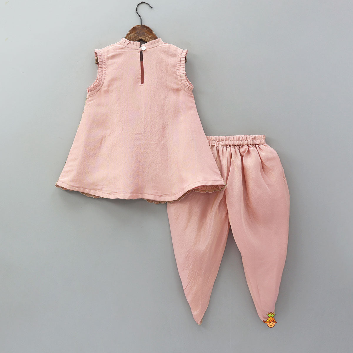 Stunning Shimmery Floral Embroidered Pleat Detailed Top With Shimmery Dhoti And Dupatta