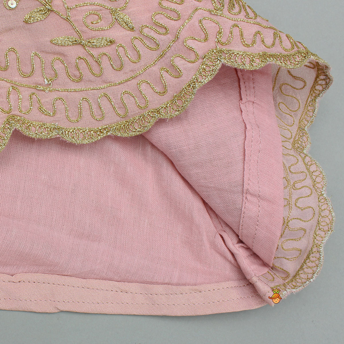 Stunning Shimmery Floral Embroidered Pleat Detailed Top With Shimmery Dhoti And Dupatta