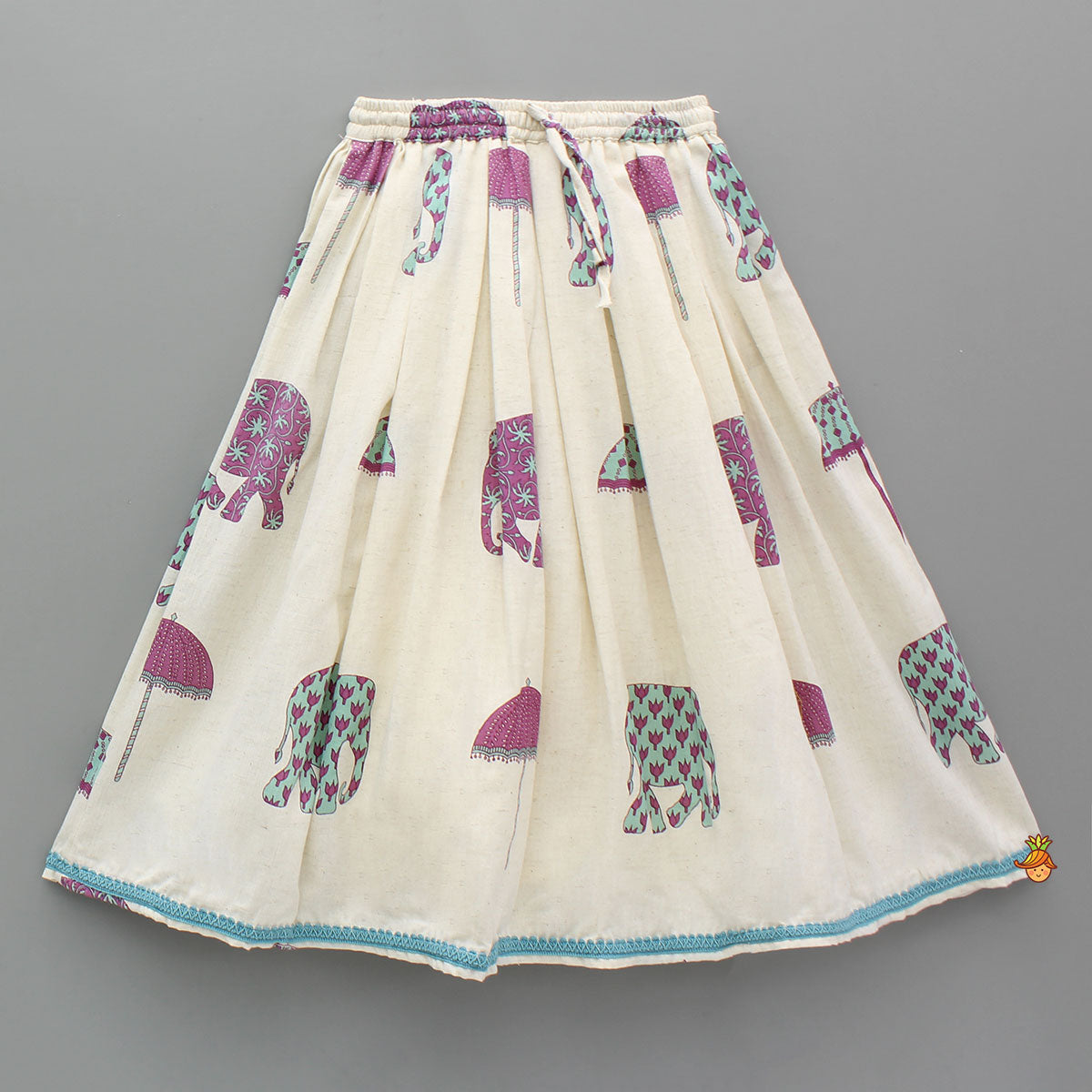 Printed Off White Waist Coat Style Top With Lehenga