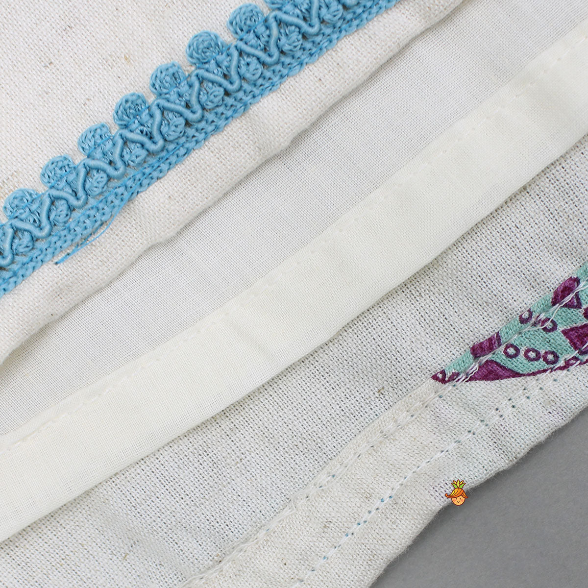Printed Off White Waist Coat Style Top With Lehenga