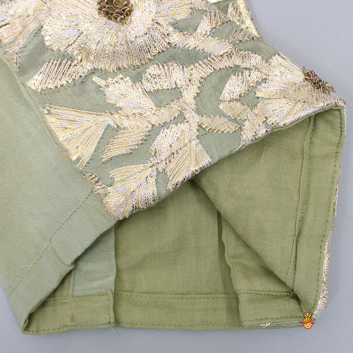 Gota Lace Detailed Green Top With Lehenga