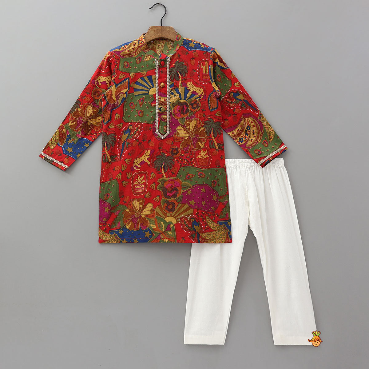 Vibrant Multicolour Printed Kurta With Pyjama