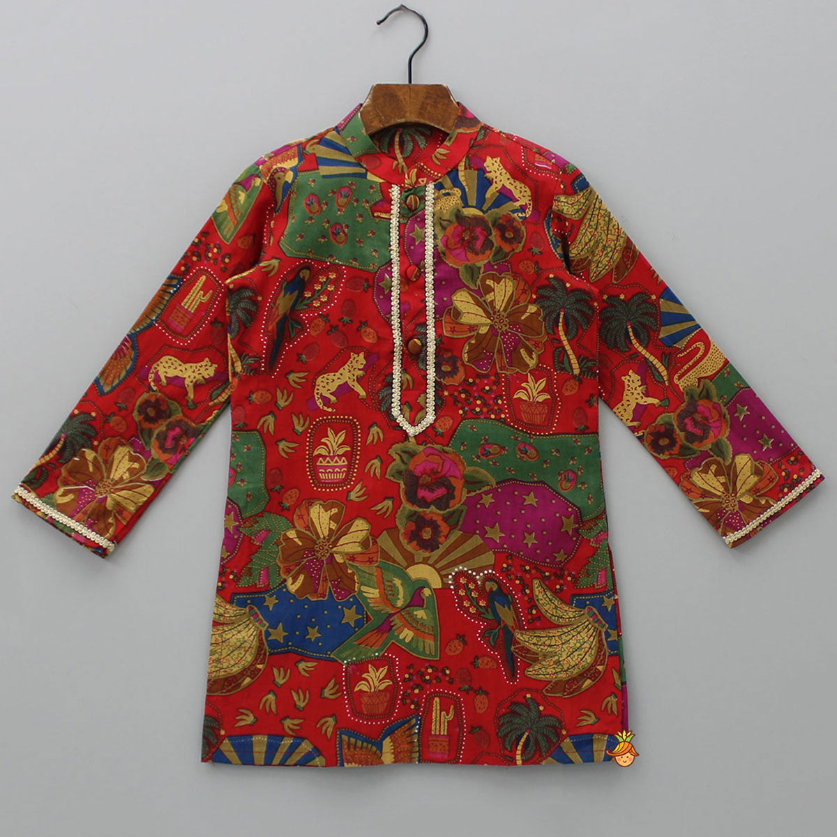 Vibrant Multicolour Printed Kurta With Pyjama